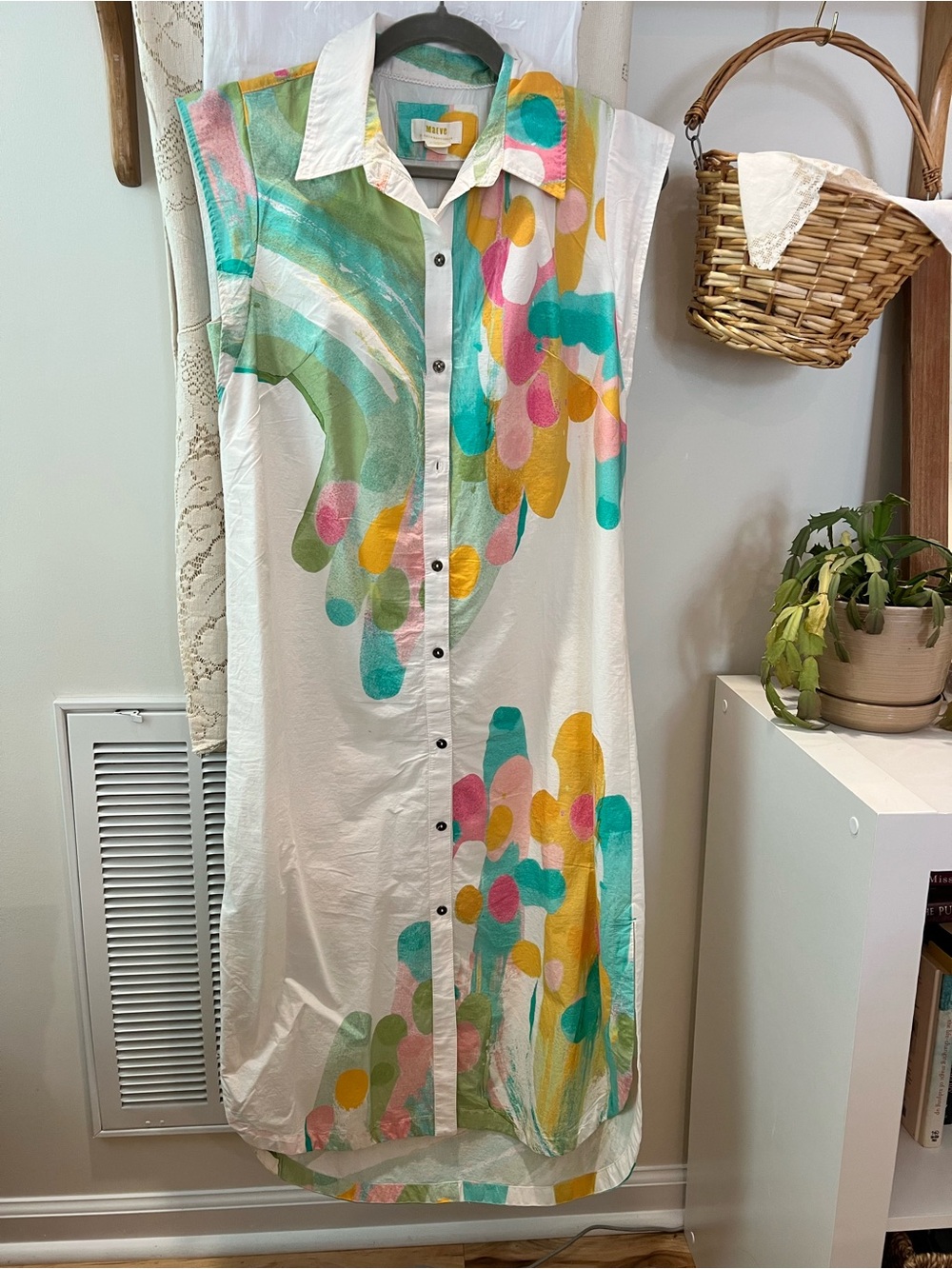 Maeve by Anthropologie Button Down Collared Sleeveless Dress